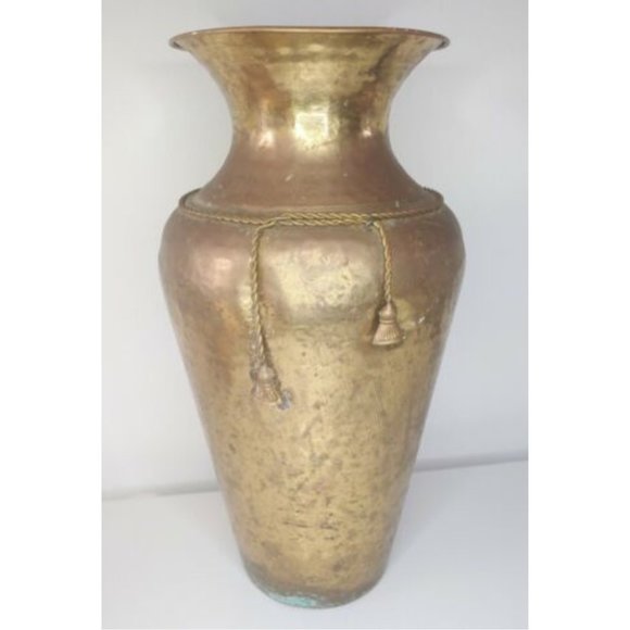 OLD INDIA VINTAGE BIG BRASS BASE POT GOLD LACQUERED MULTIPURPOSE USE HOME DECOR - Picture 7 of 9